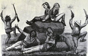 Una ola aullante - en el camino de la guerra (dibujo original de Thomas Worth, del cual se hizo la impresión original)