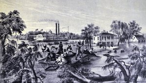 Crecida en el Mississippi de N. and Ives, J.M. Currier