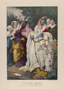 Las reinas rivales, María Reina de Escocia desafiando a la Reina Isabel de N. and Ives, J.M. Currier