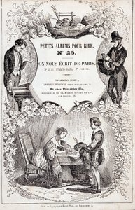 Frontispicio de "Pequeños álbumes para reír número 25. Nos escribieron desde París. Segunda parte", 1850 (grabado)