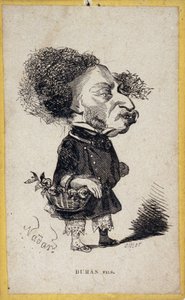 Retrato-charge de Alexandre Dumas Jr. (1824-1895), escritor francés. Caricatura de Gaspard Felix Tournachon, conocido como Felix Nadar (1820-1910) de Nadar