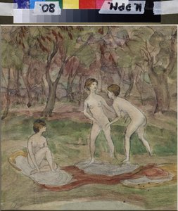Bañistas. Obra de Nadezhda Sergeyevna Psishcheva (1881-1913), acuarela sobre papel de Nadezhda Psishcheva