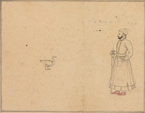 Raja Balwant Dev Singh y un cisne, c.1750-55