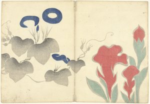 Enredadera azul y flores rojas
Álbum impreso de Korin (título de la serie)
Korin gafu (título de la serie) de Nakamura Hochu