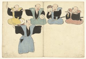 Cuatro músicos y una bailarina de noh
Álbum impreso de Korin (título de la serie)
Korin gafu (título de la serie) de Nakamura Hochu