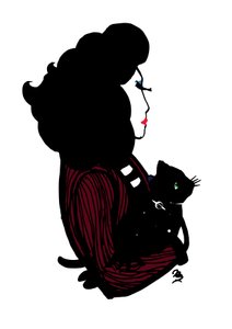 Galaxy Thursday Cat, 2021 (tinta sobre cartulina) de Nancy Moniz Charalambous