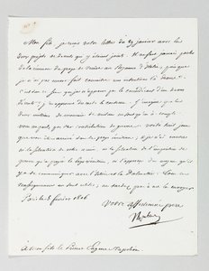 Carta firmada de Napoleón a su hijastro, el Príncipe Eugène de Beauharnais de Napoleon Bonaparte