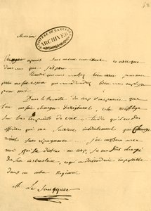 Carta de Napoleón a Le Saucquer, secretario de guerra, 3 de junio de 1791, 1921
