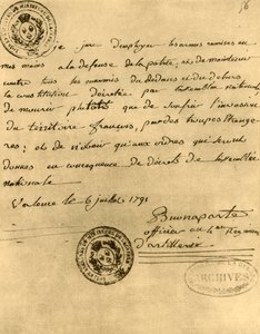 Juramento constitucional de Napoleón, 6 de julio de 1791, 1921