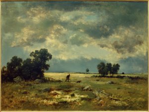 Paisaje de tormenta (con cazador)