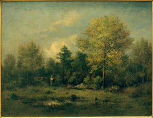 Paisaje con estanque en el bosque de Narcisse Diaz de la Pena