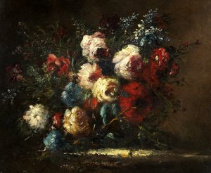 Pieza de flores de Narcisse Virgile Diaz de la Peña