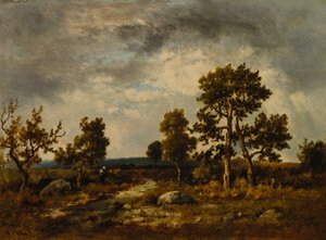 Sendero cerca del estanque de las víboras, bosque de Fontainebleau, c. 1860 (óleo sobre tabla de madera) de Narcisse Virgile Diaz de la Peña