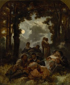 Compañía al aire libre a la luz de la luna de Narcisse Virgilio Diaz de la Peña