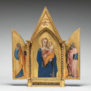 Madonna y el Niño, con el Hombre de Dolores [panel central] de Nardo di Cione