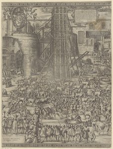 Erección del obelisco en la Plaza de San Pedro de Natale Bonifazio da Sebenico