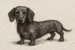 Dibujo de un perro salchicha atento de Natalie Bruns
