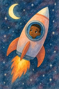 Un cohete infantil surcando el espacio de Natalie Bruns