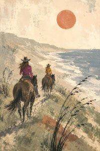 Paseo a caballo por la costa al atardecer