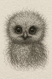 Un búho bebé muy mono y peludo de Natalie Bruns