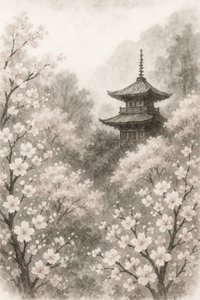 Flores de cerezo pagoda japonés