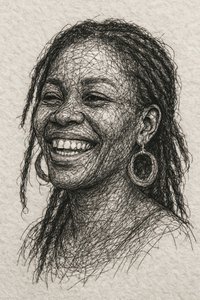 Sonrisa alegre con rastas de Natalie Bruns
