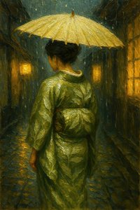 Paseo en kimono en una noche lluviosa de Natalie Bruns