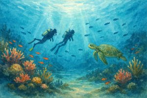 Buzos y tortugas de Natalie Bruns
