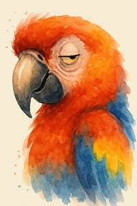 Loro somnoliento en acuarela de Natalie Bruns
