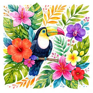 Tucán de la selva en colores vivos de Natalie Bruns