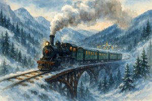 Luces navideñas en el pueblo de trenes de Natalie Bruns