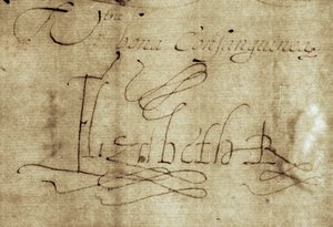 Firma Isabel R de la Reina Isabel I