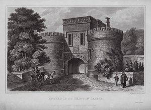 Entrada al castillo de Skipton (grabado)