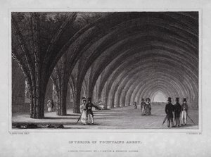 Interior de la Abadía de Fountains de Nathaniel (after) Whittock