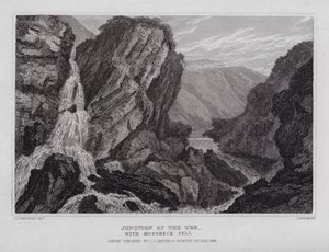 Unión del Ure, con Mossbeck Fell (grabado) de Nathaniel (after) Whittock