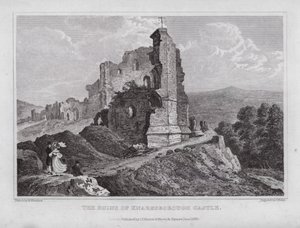 Las ruinas del castillo de Knaresborough (grabado)