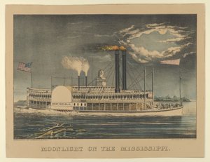 Luz de luna en el Mississippi, 1872-74 de Currier and Ives