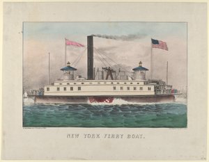 Ferry de Nueva York, ca. 1860-65. Creadores: Nathaniel Currier, James Merritt Ives, Currier and Ives de Currier and Ives