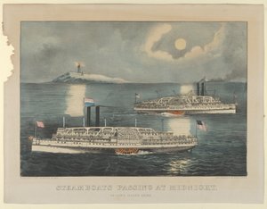 Barcos de vapor pasando a medianoche - En Long Island Sound, 1872-74