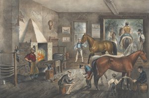 Trotting Cracks at the Forge, 1869 de Currier and Ives