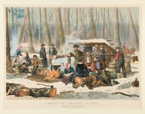 Escena del bosque americano, Maple Sugaring