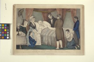 La muerte de Washington (litografía coloreada a mano) de Nathaniel Currier
