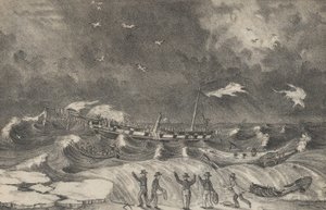 Terrible Naufragio del México en la Playa de Hempstead, 2 de enero de 1837, 1848-56 de Nathaniel Currier