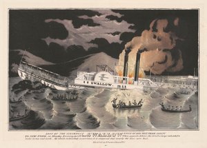 Pérdida del barco de vapor Swallow: durante su viaje, de Albany a Nueva York, la noche del lunes 7 de abril de 1845 de Nathaniel Currier