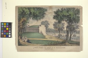 The Tomb Of Genl. W. H. Harrison (litografía coloreada a mano)