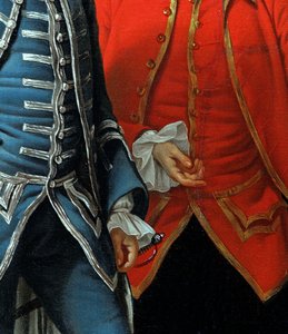 James Grant de Grant, John Mytton, el Honorable Thomas Robinson y Thomas Wynne (detalle) de Nathaniel Dance Holland