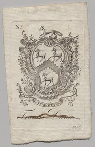 Exlibris: Escudo de armas con la inscripción de Francis Dana de Nathaniel Hurd