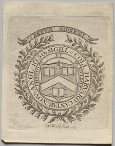 Ex libris: Sello del Colegio de Harvard de Nathaniel Hurd