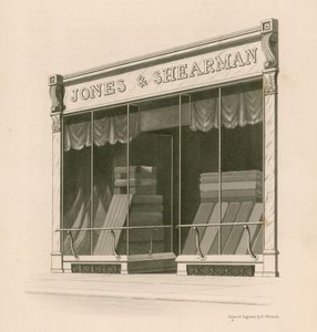 Fachada de la tienda de Messrs Jones y Shearman, Blackfriars Road, Londres de Nathaniel Whittock