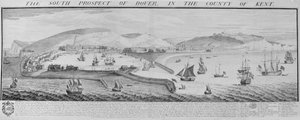 La perspectiva sur de Dover en el condado de Kent